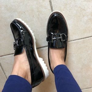 Karl Lagerfeld Platform Patent Horsebit Loafers